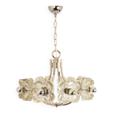 Large chrome glass and crystal pendant by Sische, Germany, 1970s.
