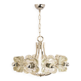 Suspension en verre chromé et cristal par Sische, Allemagne, années 1970