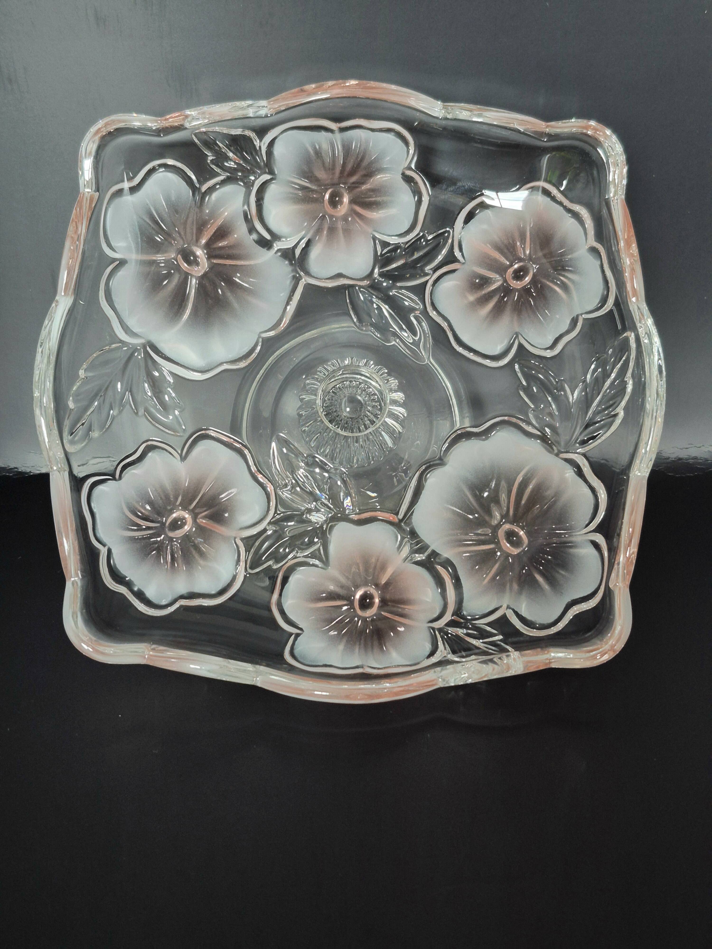 Vintage glass display stand "Pansy Bouquet Pink" — Studio Nova by Mikasa