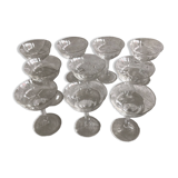 10 liqueur glasses engraved in Vintage crystal
