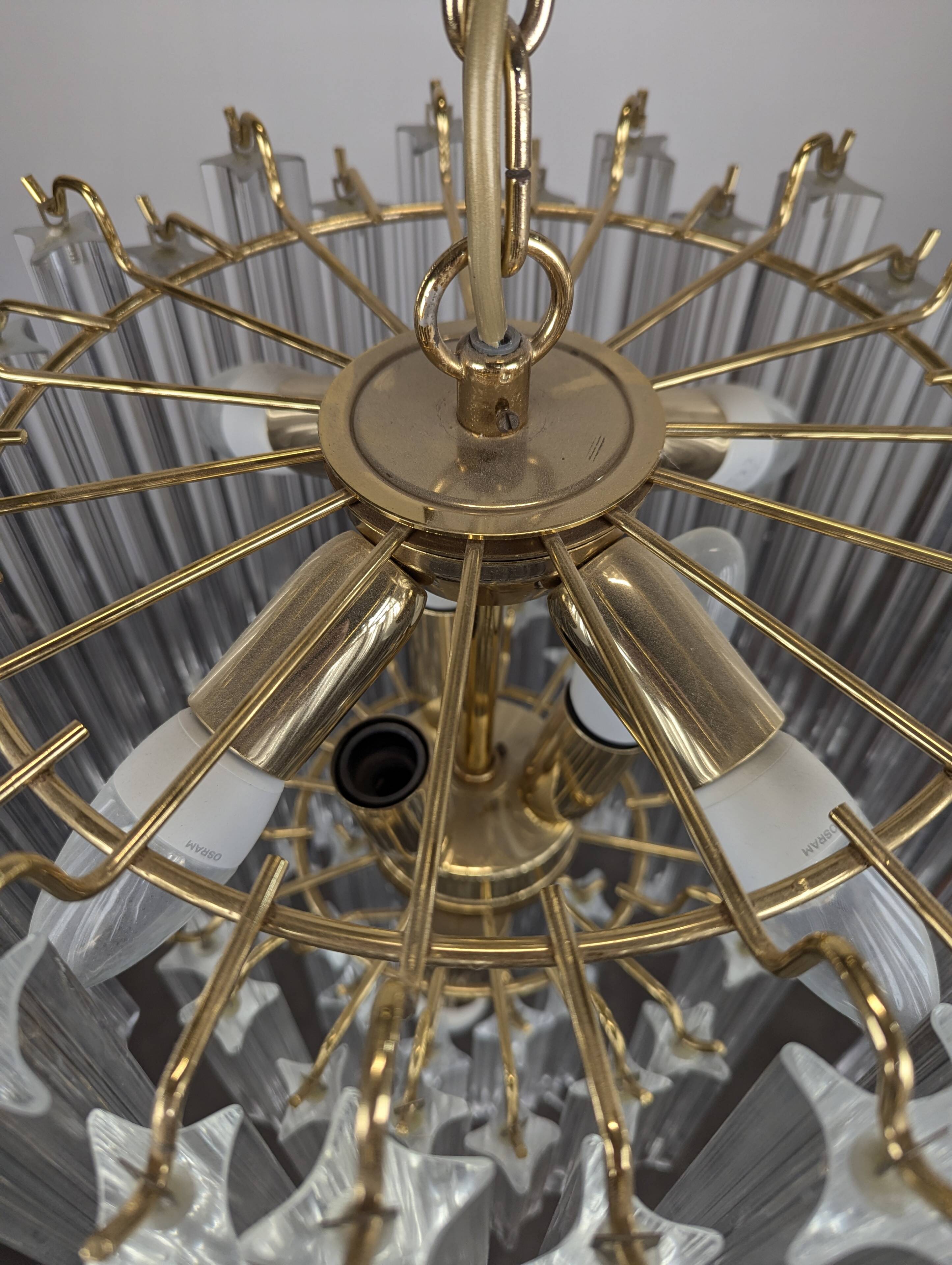 Brass and Murano chandelier by Venini by Novaresi