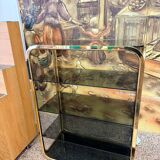 Vintage shelf in brass and smoked glass – Italian work, circa 1970.