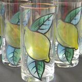 6 glass orangeade glasses, 1970s