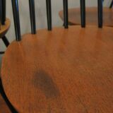 Vintage set of 4 ercol ebonized stick back chairs 1950s