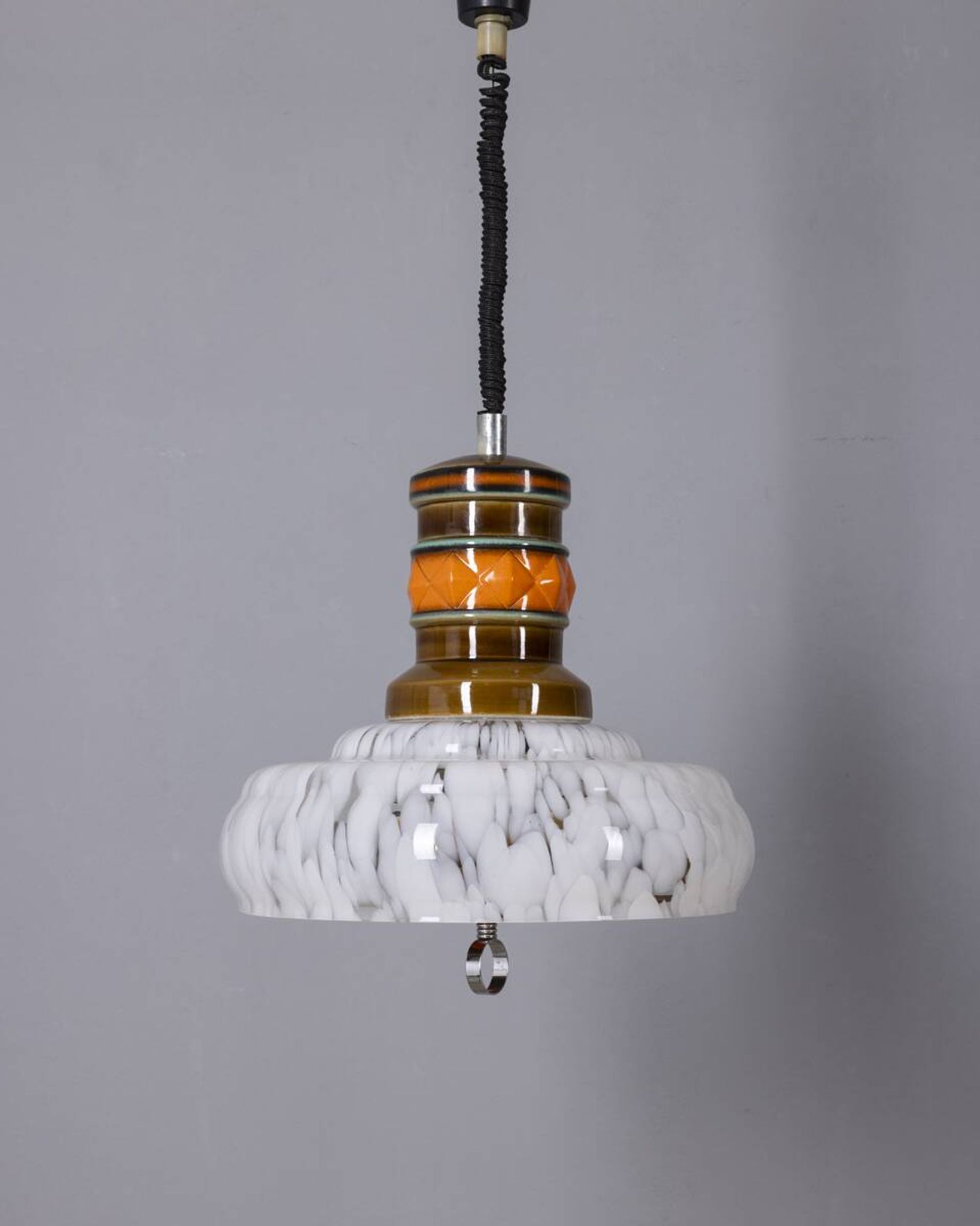 Vintage 1960s Italian design ceramic and glass chandelier