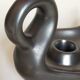 Matt black ceramic cellar rat candle holder 50s
