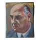 Tableau peinture vintage portrait sujet masculin homme peint visage acrylique