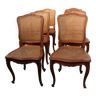6 Louis XV style cane and cherry chairs