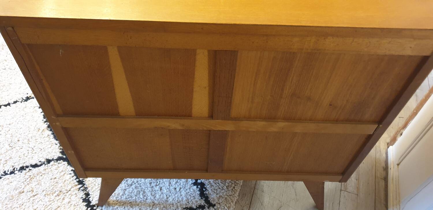 Wood and rattan chest of drawers