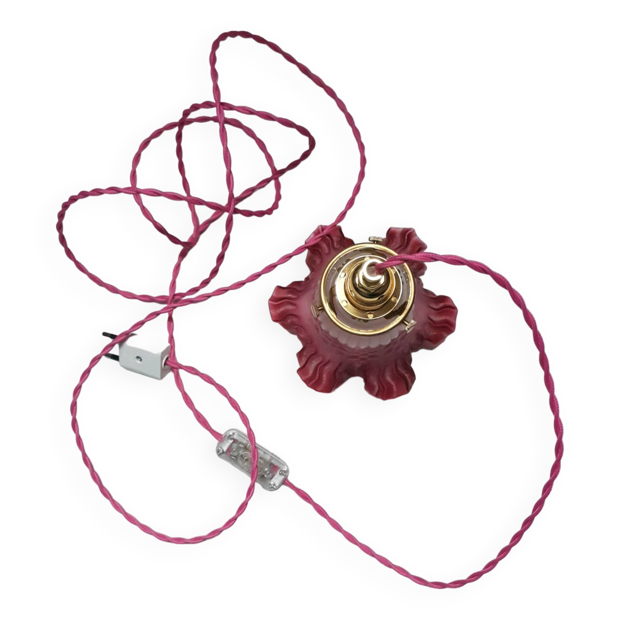 Baladeuse/ lampe/ suspension tulipe rose et doré vintage