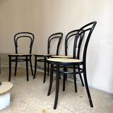 Set of 4 bistro chairs in black arched beech and canning