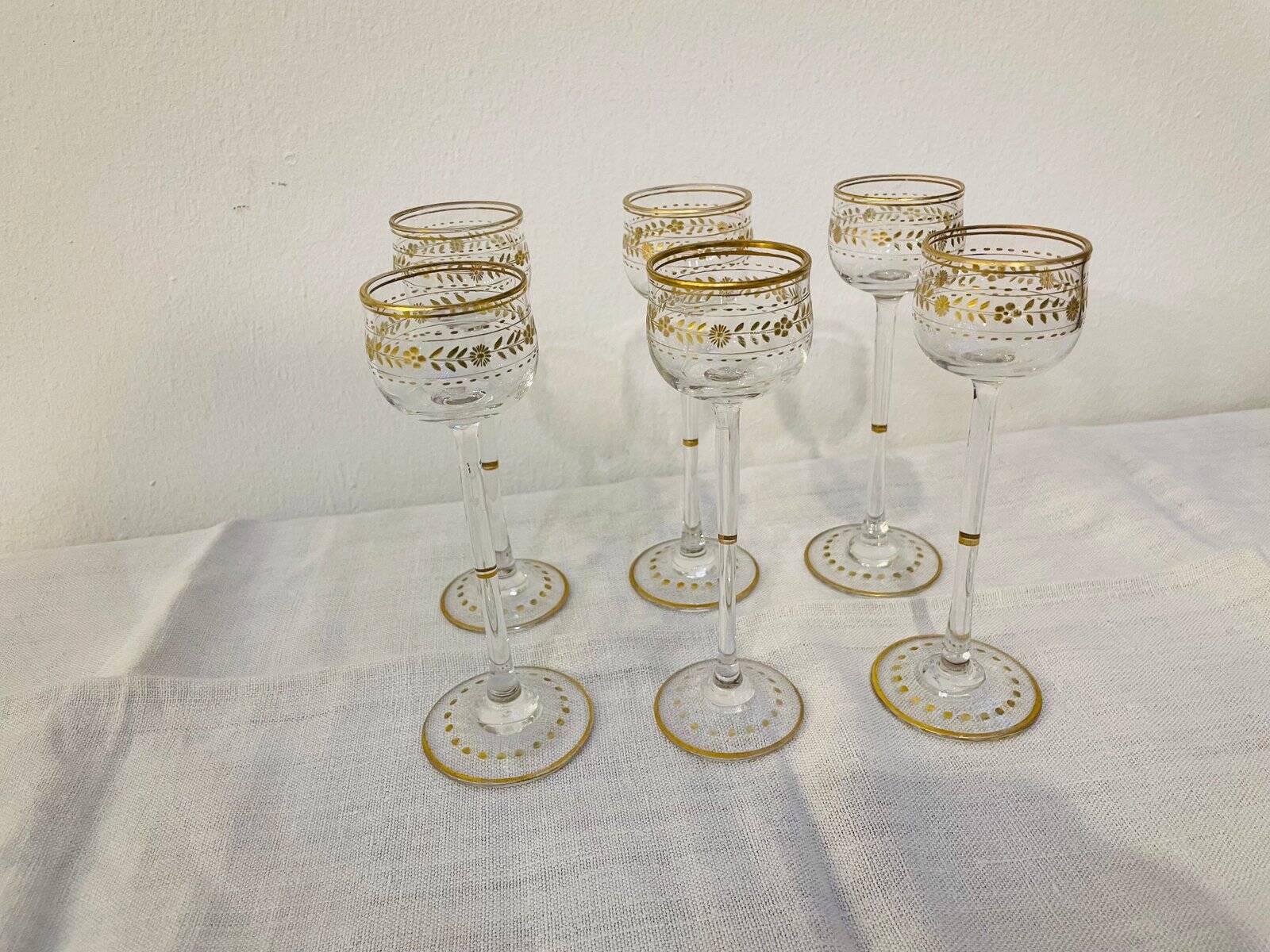 Antique Art Nouveau liqueur glasses by Theresienthal, 1900s, set of 6