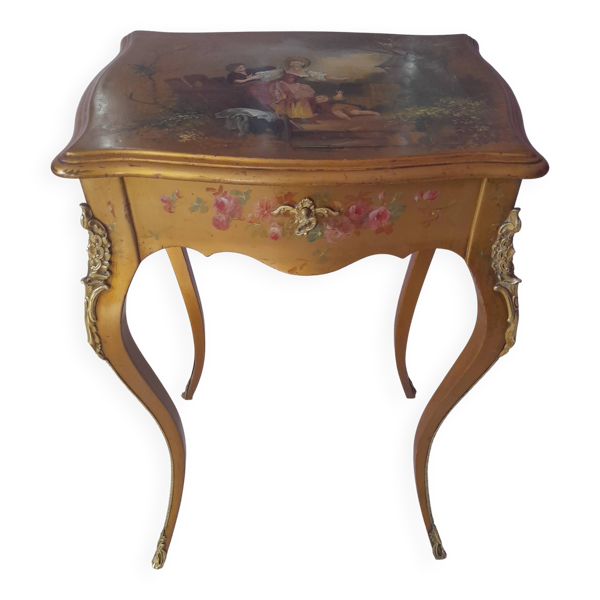 Table travailleuse en bois doré d'époque 19ème siècle