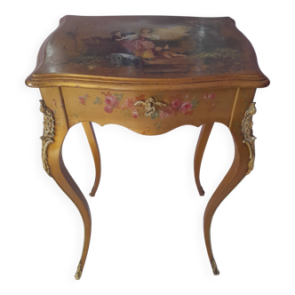 Table travailleuse en bois doré d'époque 19ème siècle