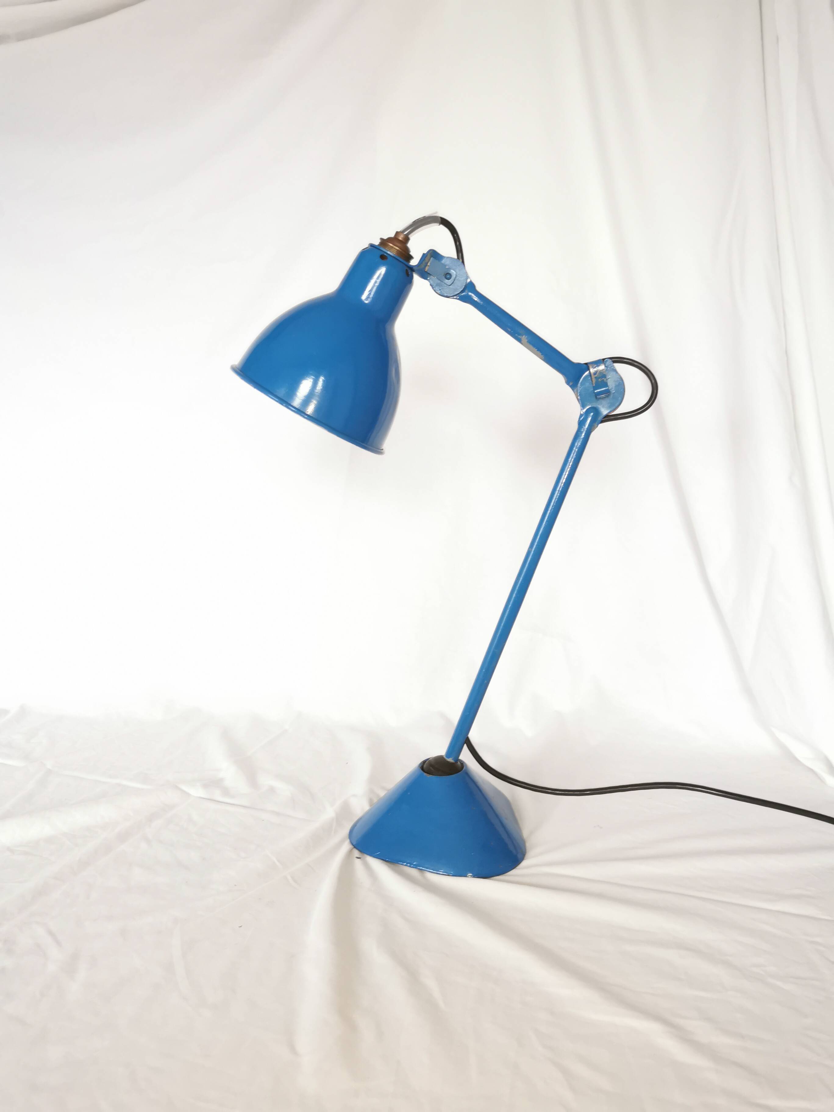 RAVEL articulated lamp, model 205 blue, Bernard Albin Gras, Clamart, France, 1932