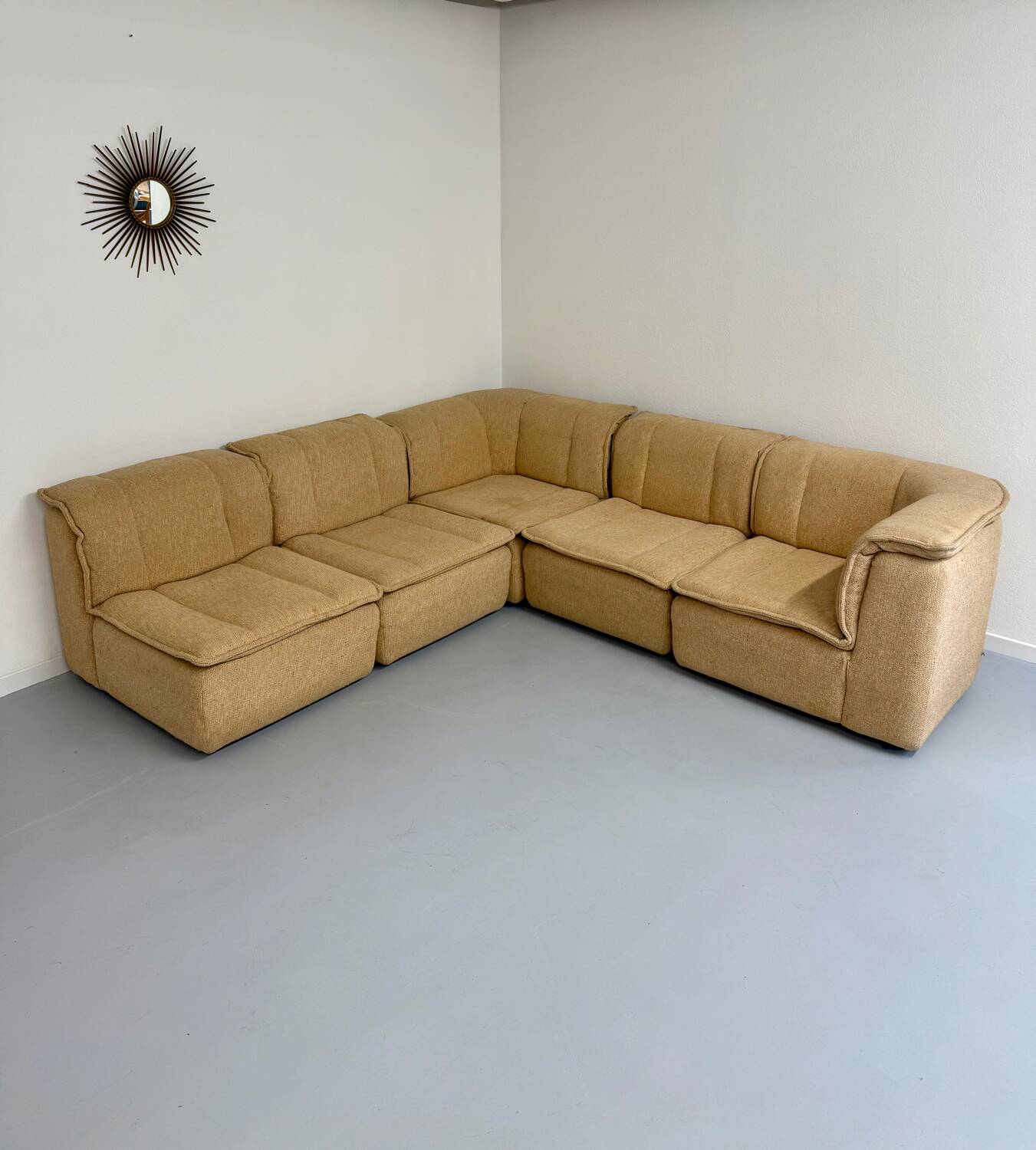 Modular sofa in beige fabric, 70s, 5 elements