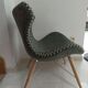 Fauteuil contemporain cuir bois et corde