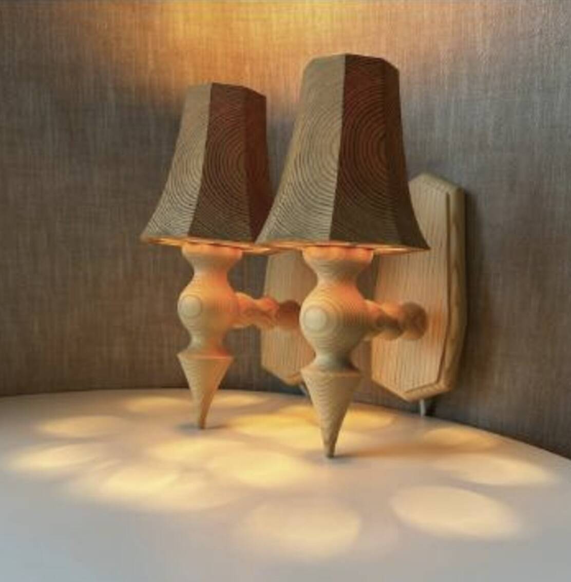 Pair wall sconces pine wood, swedish, 1970s