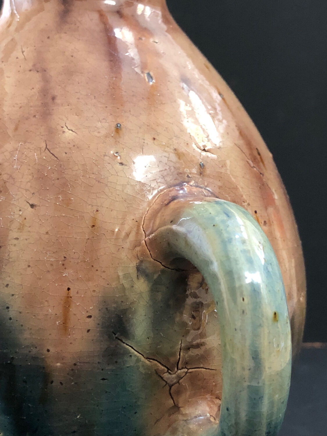 Vase with asymmetrical handles in Flemish stoneware