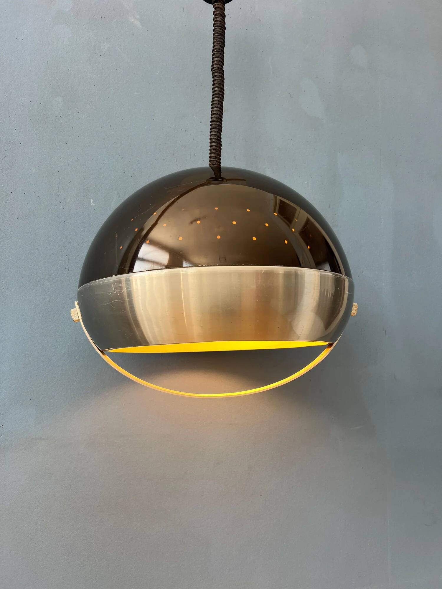 Mid-century Lakro space age dome pendant lamp