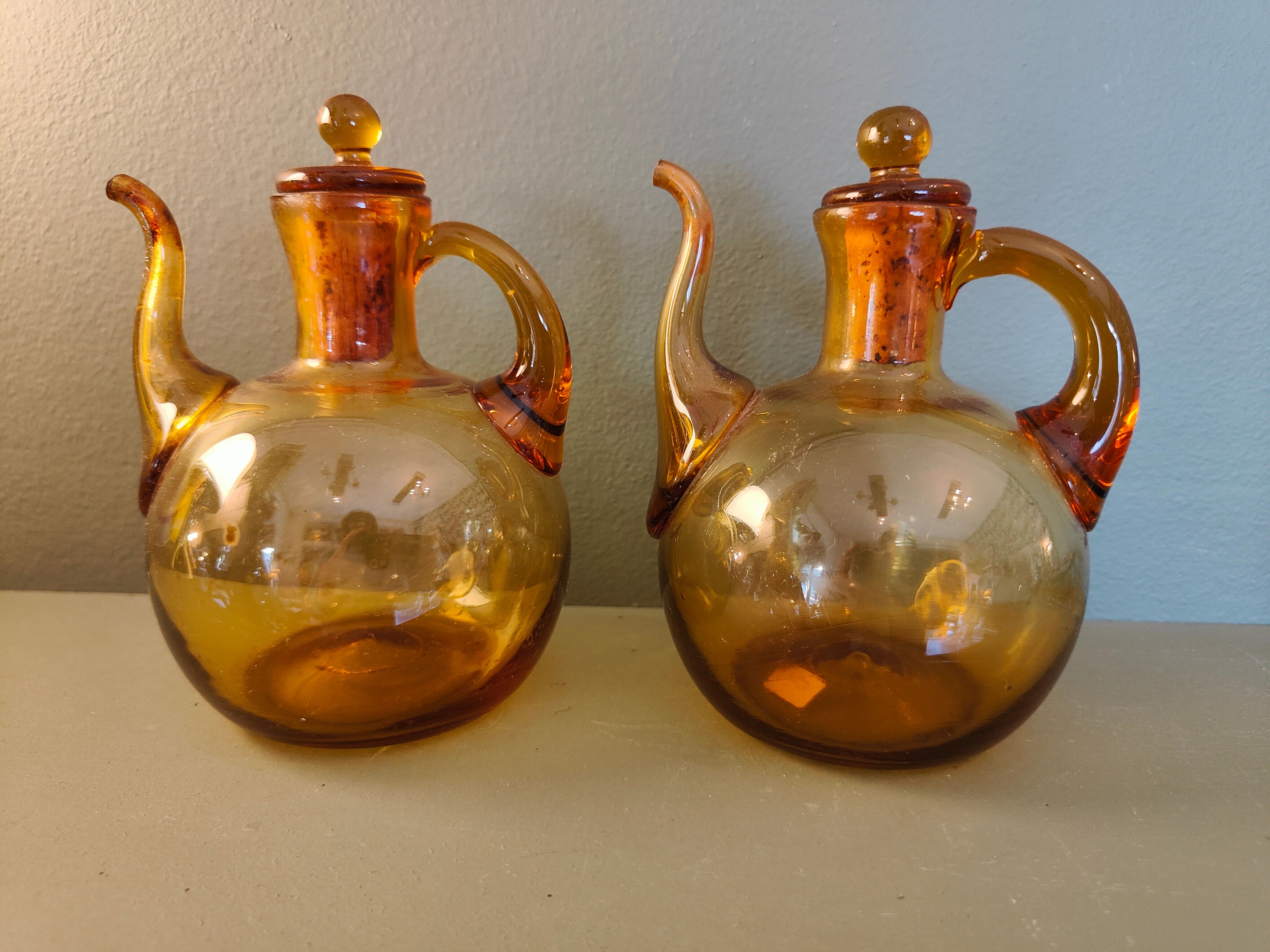 Brown glass vinegar cruet