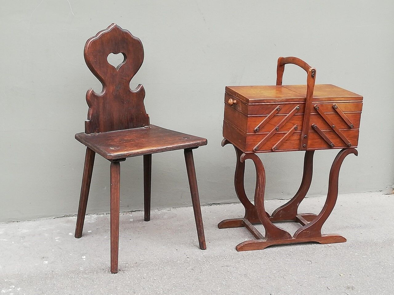 Pair of antique solid oak chairs