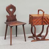 Pair of antique solid oak chairs