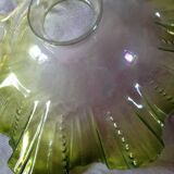 Abat-jour de verre clair & vert opalescent