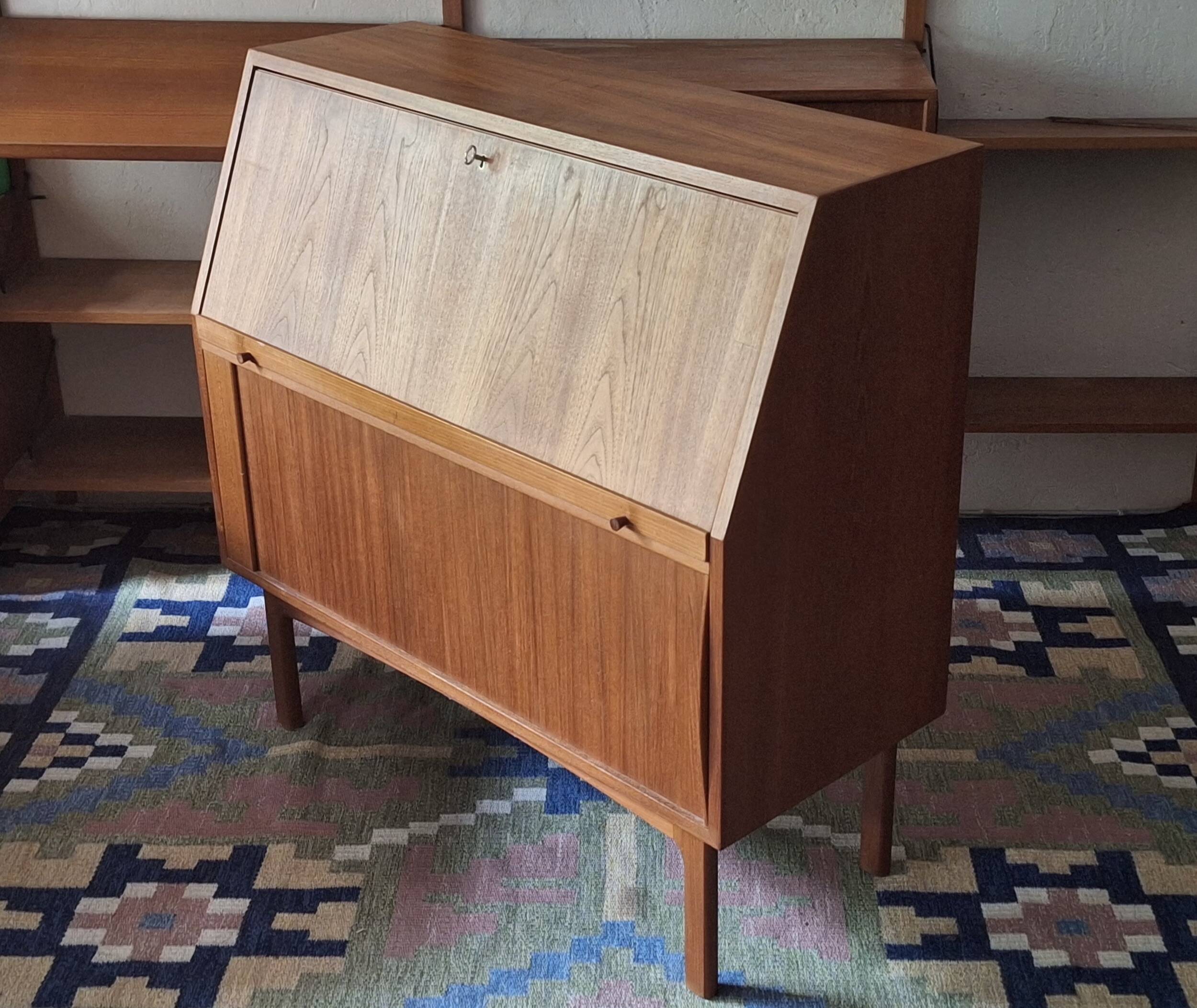 Bernhard Pedersen teak secretaire, Denmark 1960s