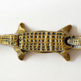 Crocodile ashtray with brass lid