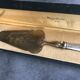 ANTIQUE SILVER PIE AND GOLDEN METAL SHOVEL in FÉRRÉOL-Boudat BOX