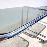 Vintage nesting coffee tables in chrome and smoked glass