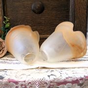 Paire de 2 abat-jours vintage Art déco en verre tulipe, faits main, en verr