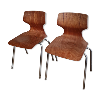 Set of 2 Pagholz Pagwood chairs 1960-1970