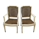 Duo of cane armchairs