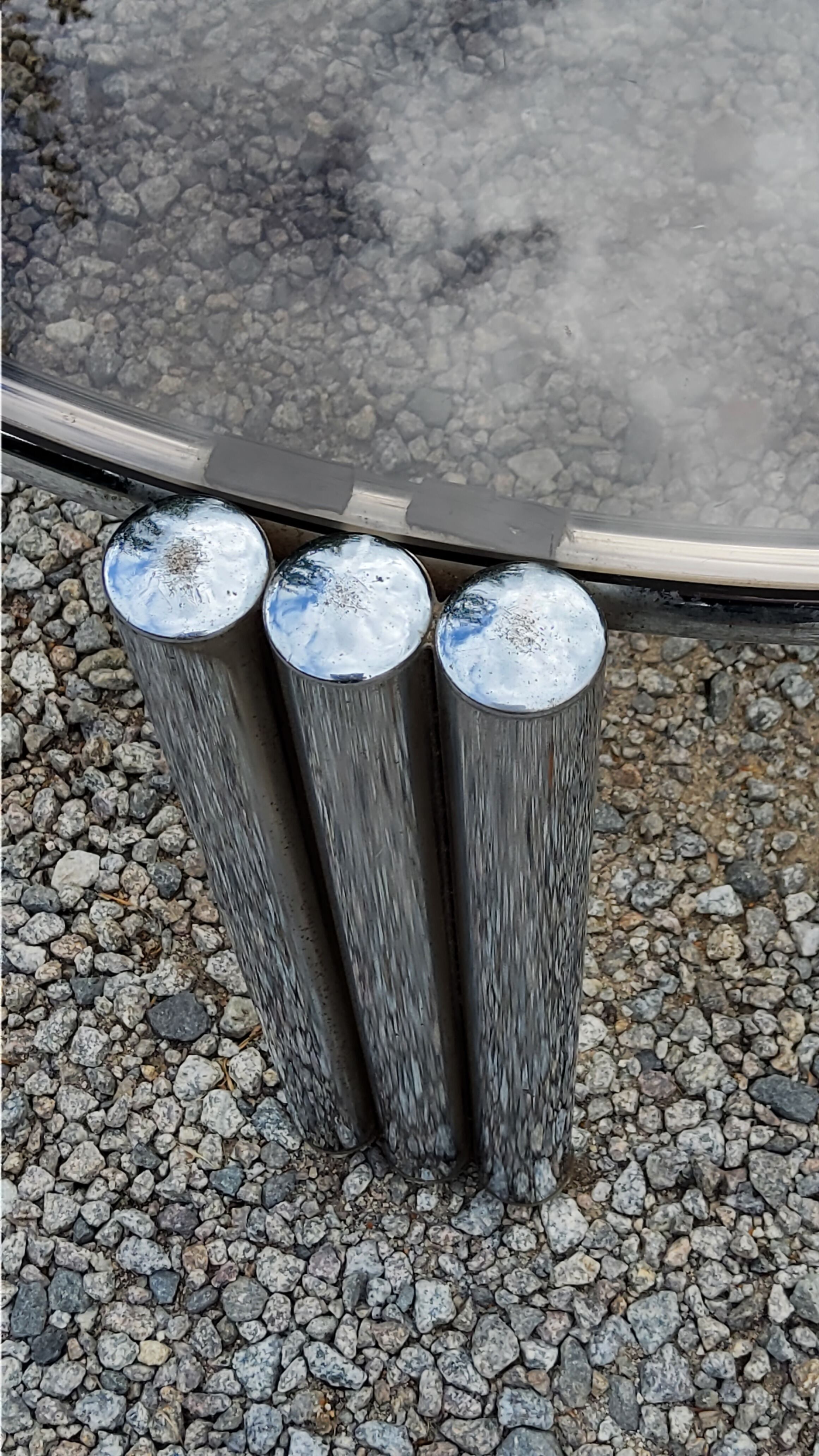 Coffee table design of the 70s smoked glass base chrome Diameter 84cm