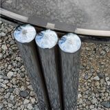 Coffee table design of the 70s smoked glass base chrome Diameter 84cm