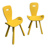 Chaises brutaliste ocre jaune 1960