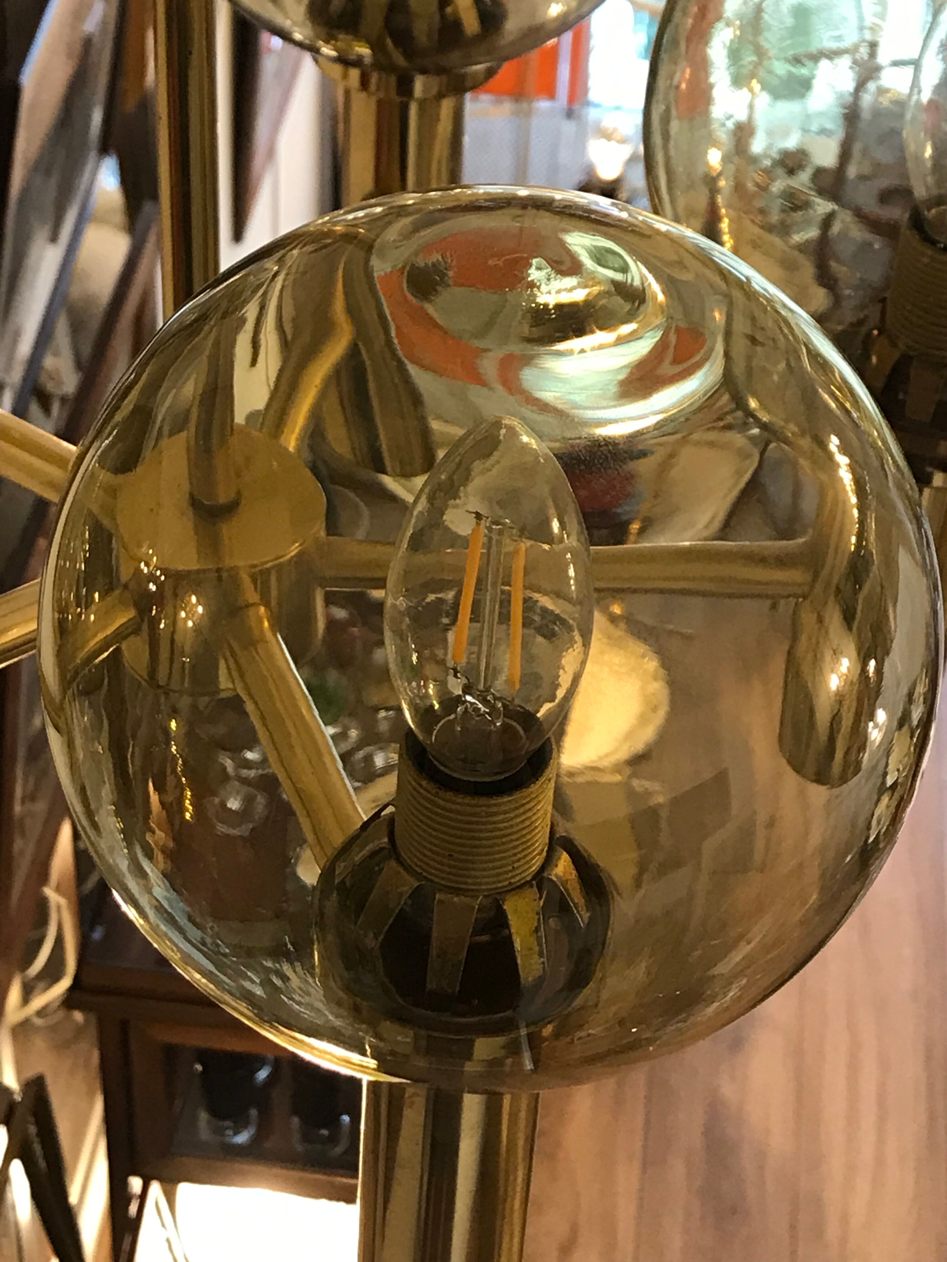 5-globe smoked brass chandelier