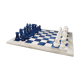 1970s elegant blue and white chess set in volterra alabaster handmade. made in italy