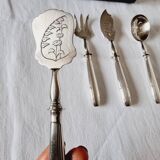 4 Art Deco Cubiertos to serve Postres or Frutas de Metal Plata de Principios S.XX