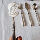 4 cubiertos art déco para servir postres o frutas de metal plata de principios s.xx