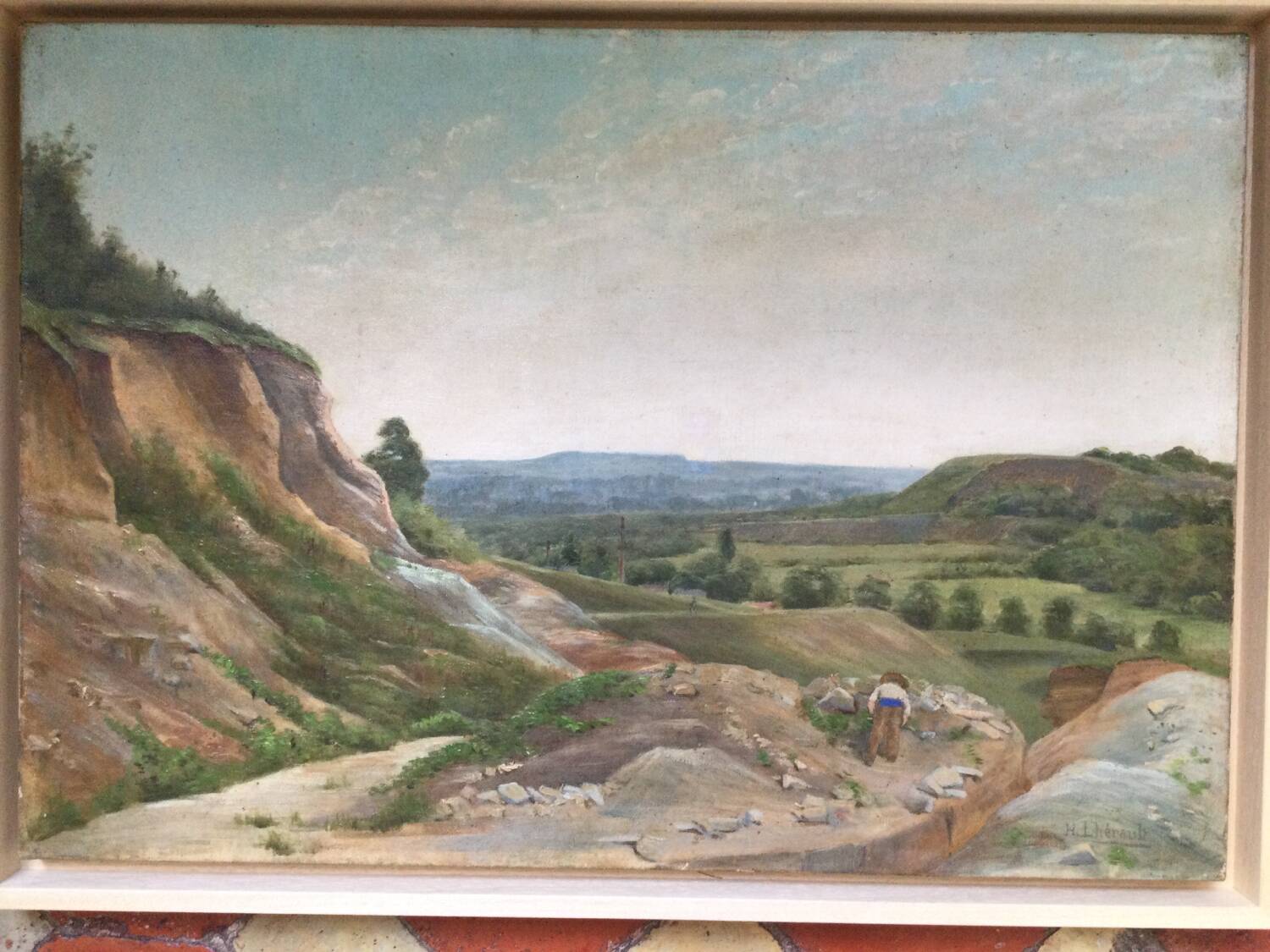 The stonemason. oil on canvas by henri lhérault 1860-1928.