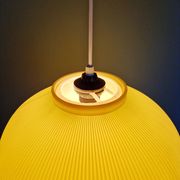 Vintage oval-shaped suspension in pleated celluloid, light green colour, 1960.