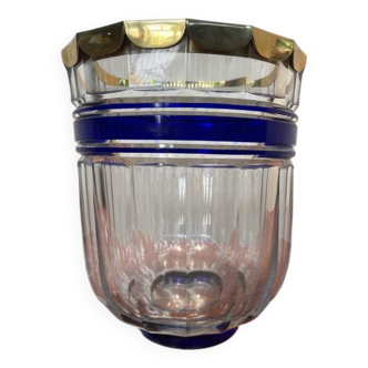 Bohemian crystal and brass vase