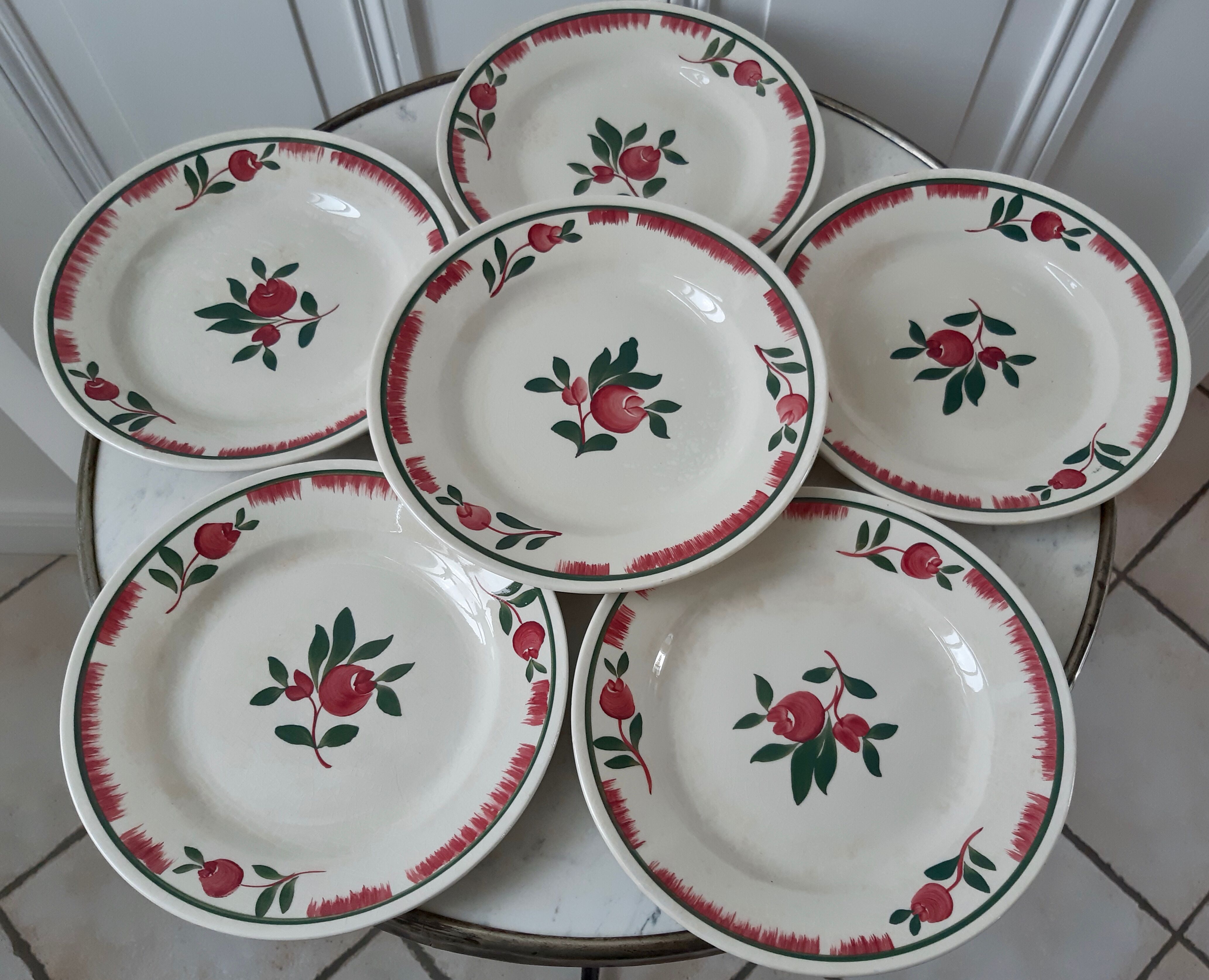 Set of 6 flat plates Gien model Saverne