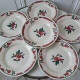 Set of 6 flat plates Gien model Saverne