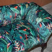 Vintage mini canapé in Birds of Paradise fabric