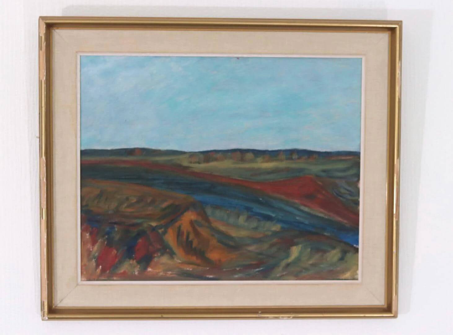 Original mid-century Swedish oil on panel – “Bold Landscape”
