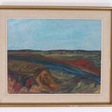 Original mid-century Swedish oil on panel – “Bold Landscape”